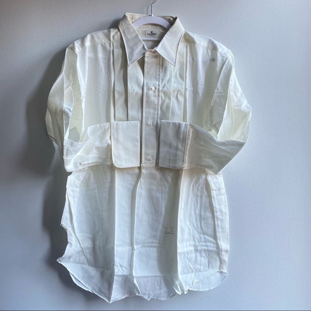 Lion of Troy Vintage Men’s Tuxedo Pintuck Front Cotton Shirt in White